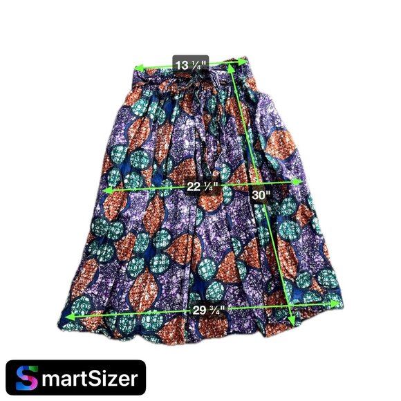 Vtg Skirt Womens One Size Bohemian Cotton Colorful Abstract Pattern Bow Art Wear - Picture 2 of 6